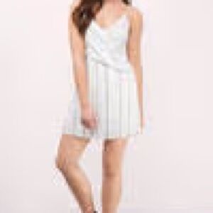 TOBI NWT THE JETSET DIARIES RAYA STRIPE SKATER MINI DRESS - CHARCOAL STRIPE